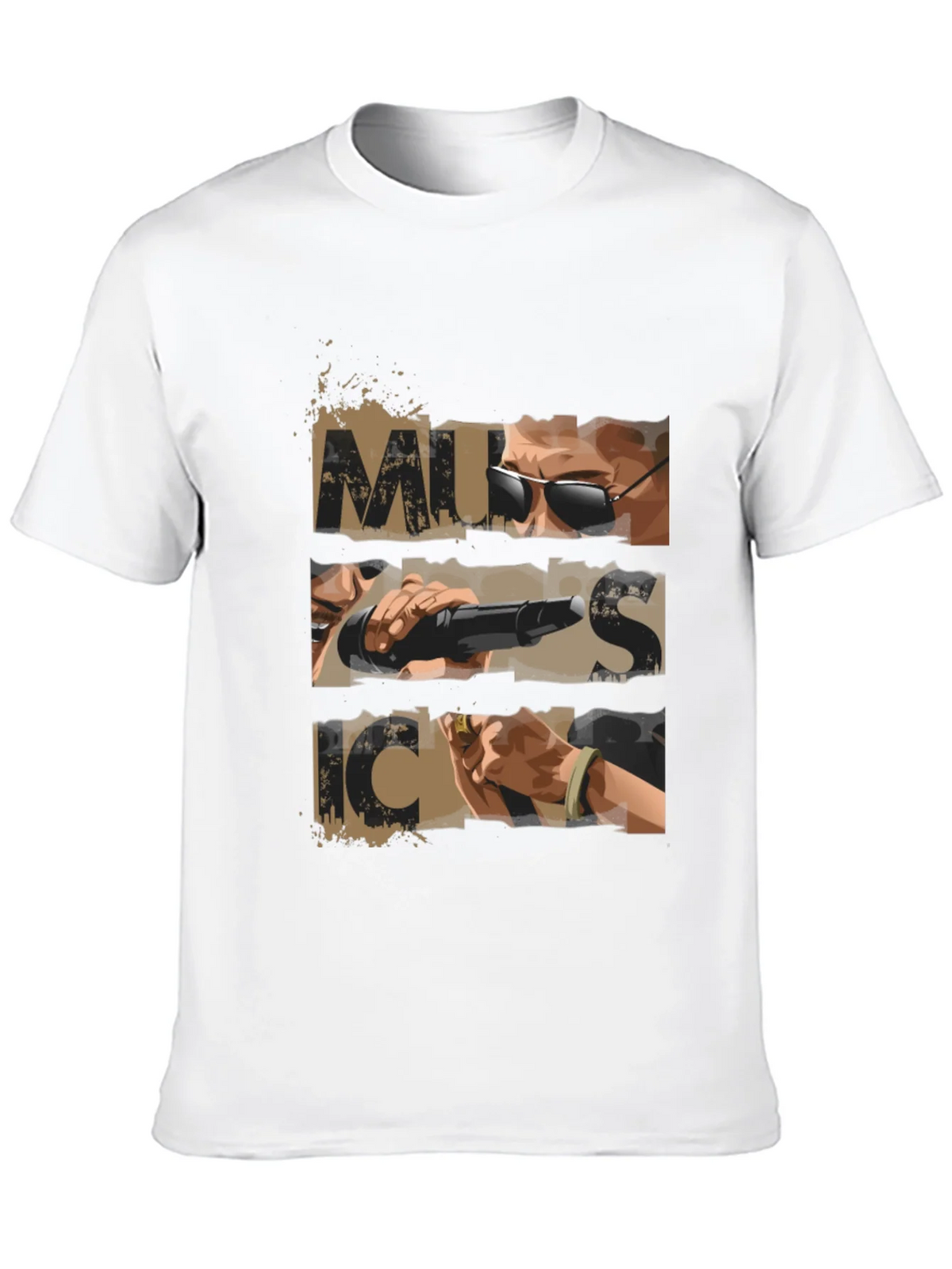 Music Graphic Print Mens Black T-shirt product image 6