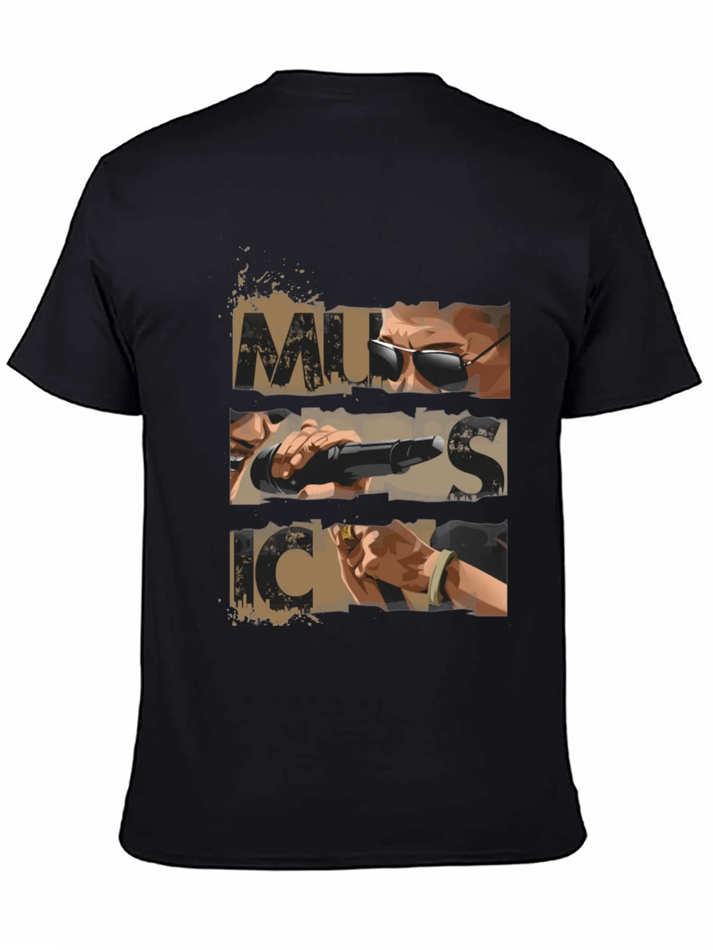 Music Graphic Print Mens Black T-shirt product image 3