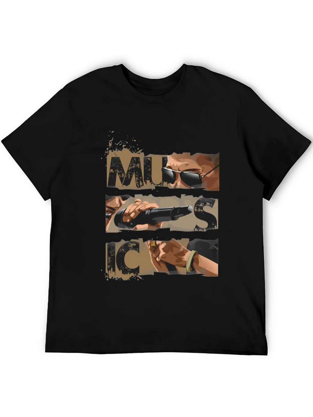 Music Graphic Print Mens Black T-shirt product image 4