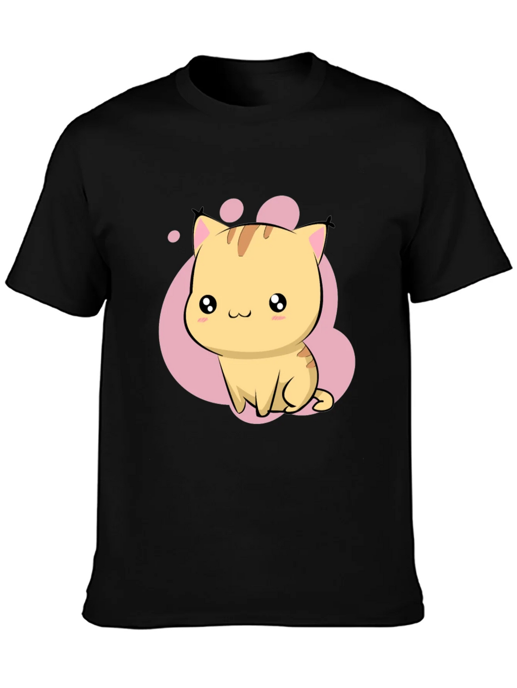 Cute Kawaii Cat Graphic Black T-Shirt product image 3