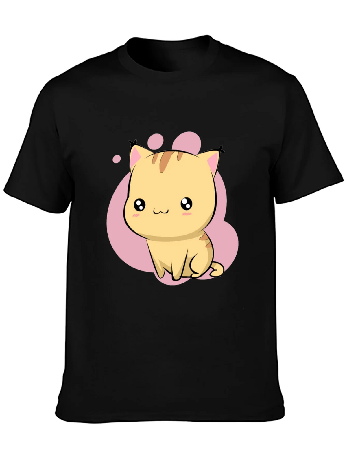 Cute Kawaii Cat Graphic Black T-Shirt product image 3