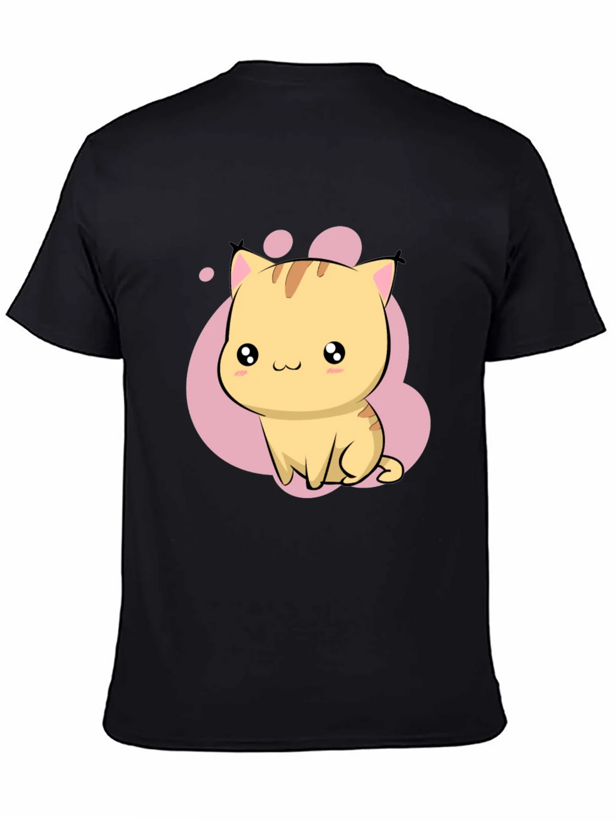 Cute Kawaii Cat Graphic Black T-Shirt product image 4