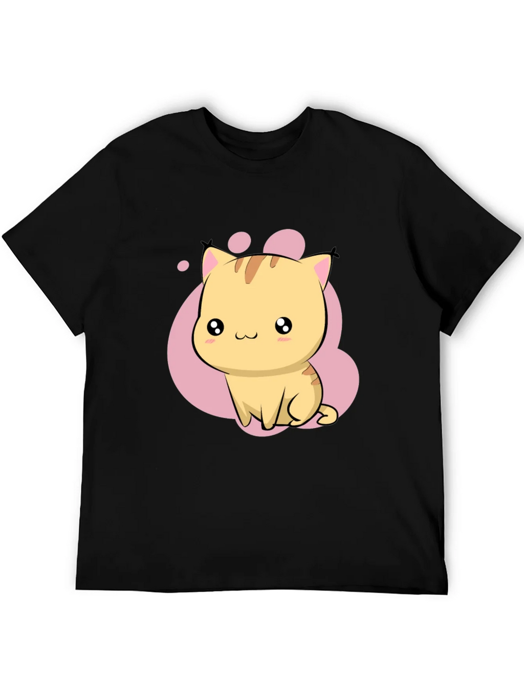 Cute Kawaii Cat Graphic Black T-Shirt product image 5
