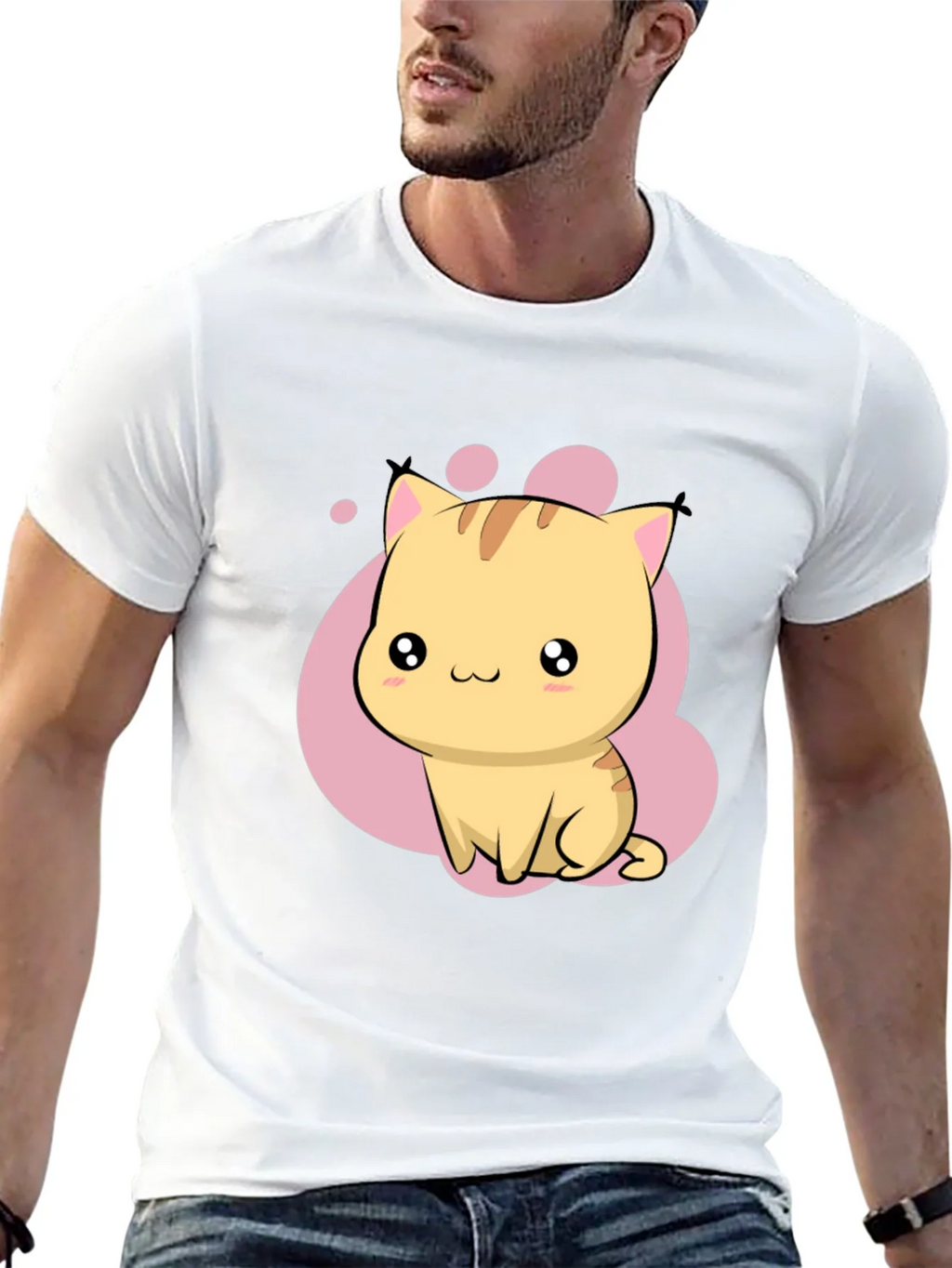 Cute Kawaii Cat Graphic Black T-Shirt product image 12