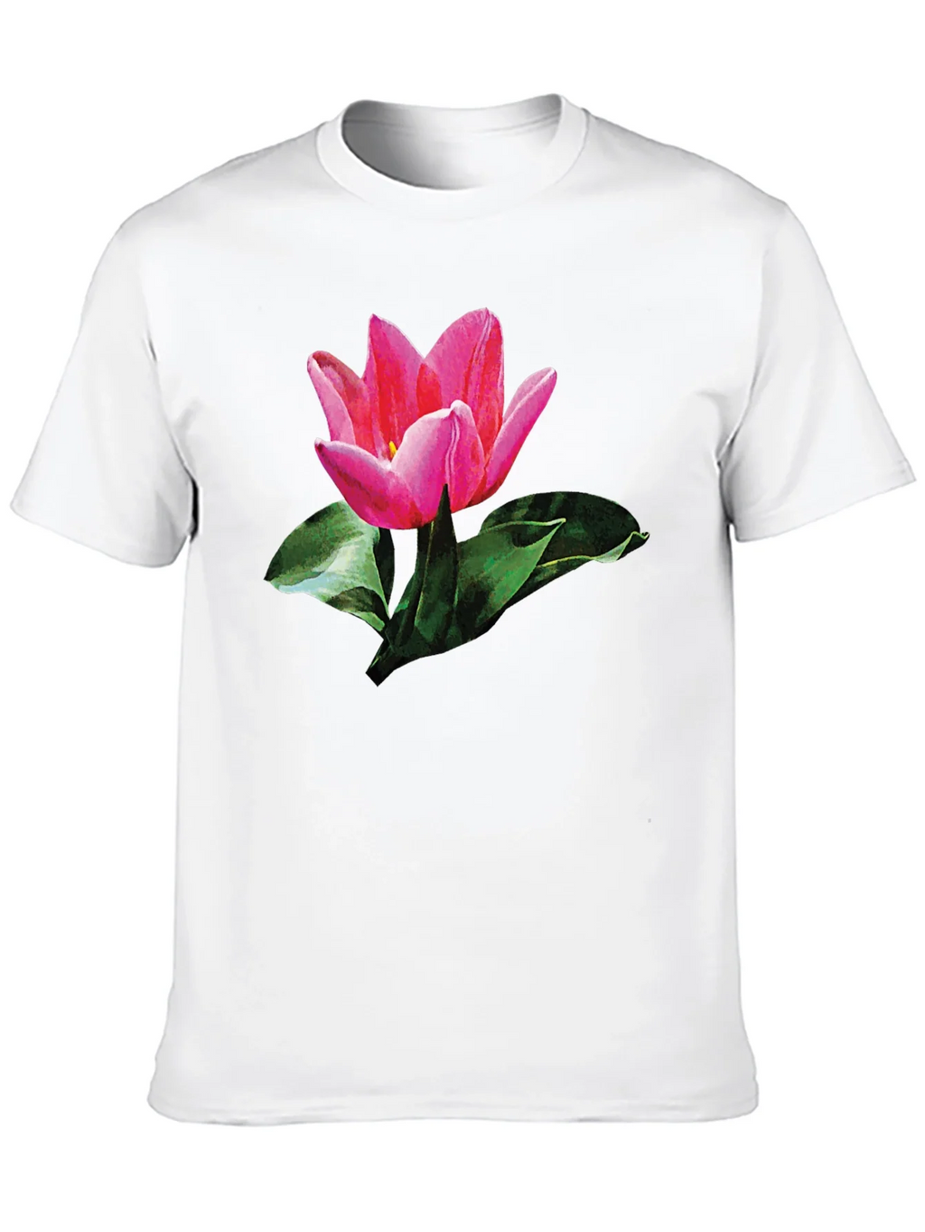 Pink Tulip Graphic Print Black T-Shirt product image 9