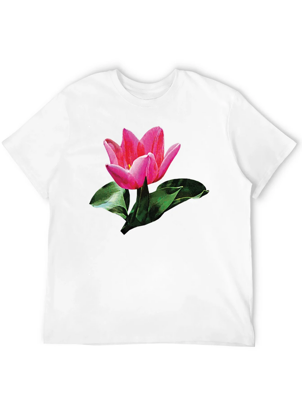 Pink Tulip Graphic Print Black T-Shirt product image 11