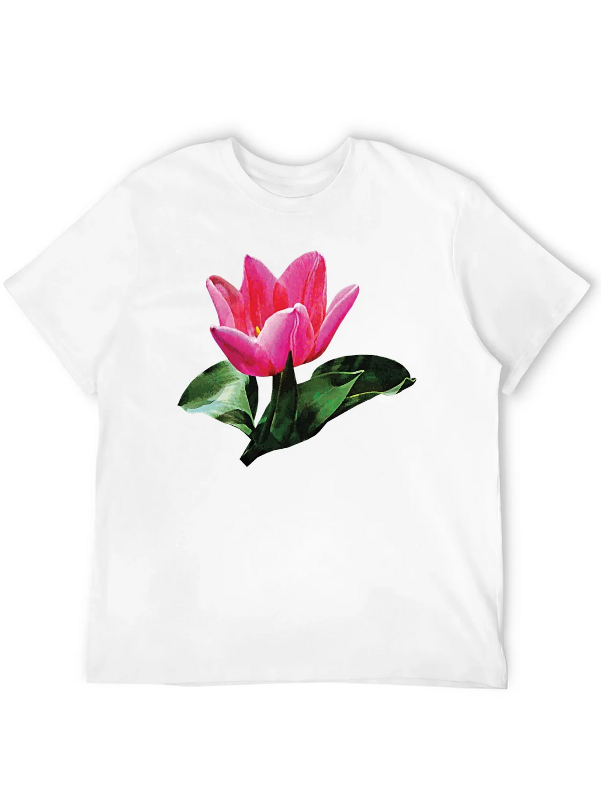 Pink Tulip Graphic Print Black T-Shirt product image 11
