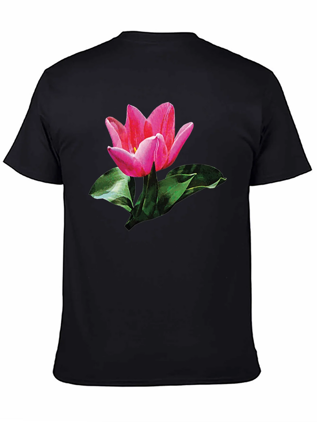 Pink Tulip Graphic Print Black T-Shirt product image 4