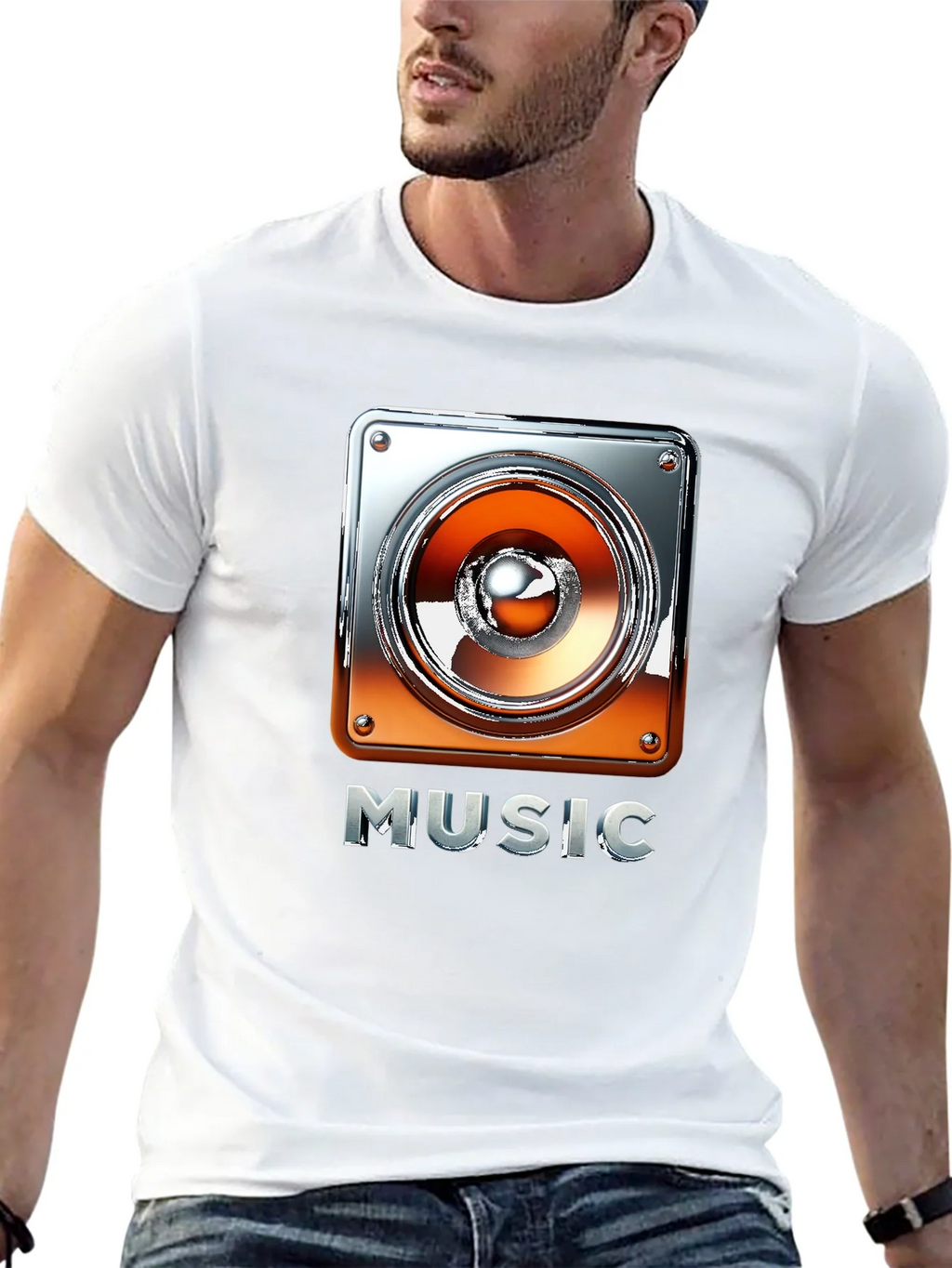 Music Graphic Tee - Black T-Shirt with Speaker Design product image 12