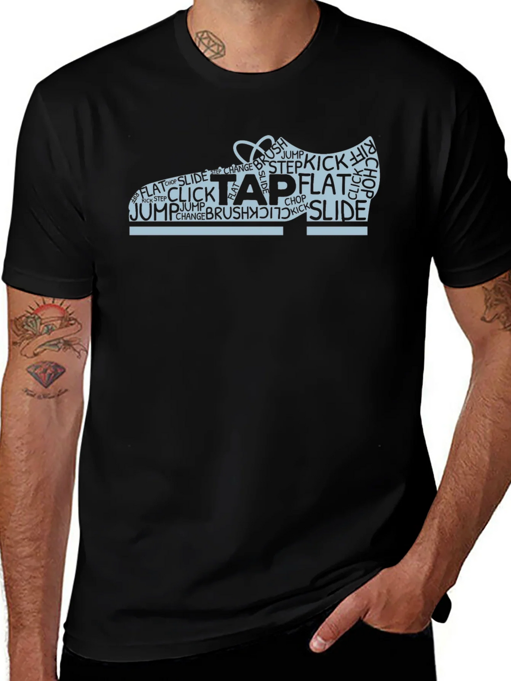 Tap Dance Shoe Word Art Black T-Shirt