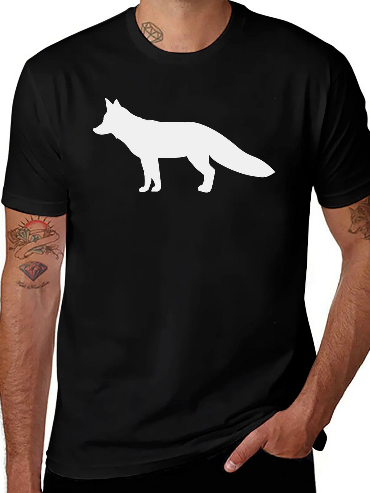 Fox Graphic Black T-Shirt - Classic Crew Neck product image 1