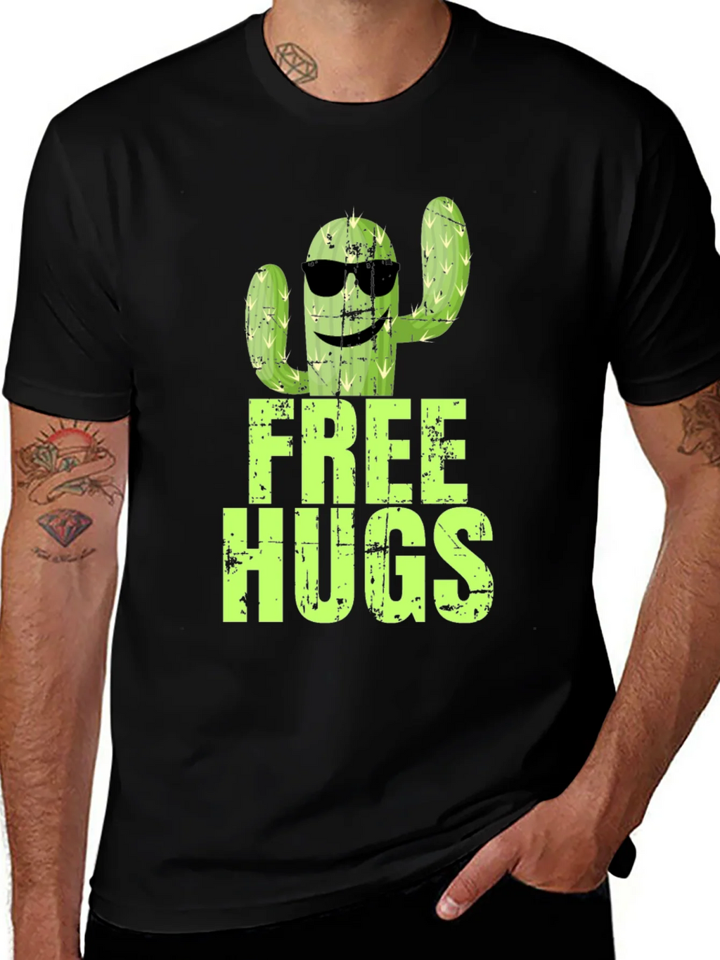 Free Hugs Cactus Graphic T-Shirt product image 1