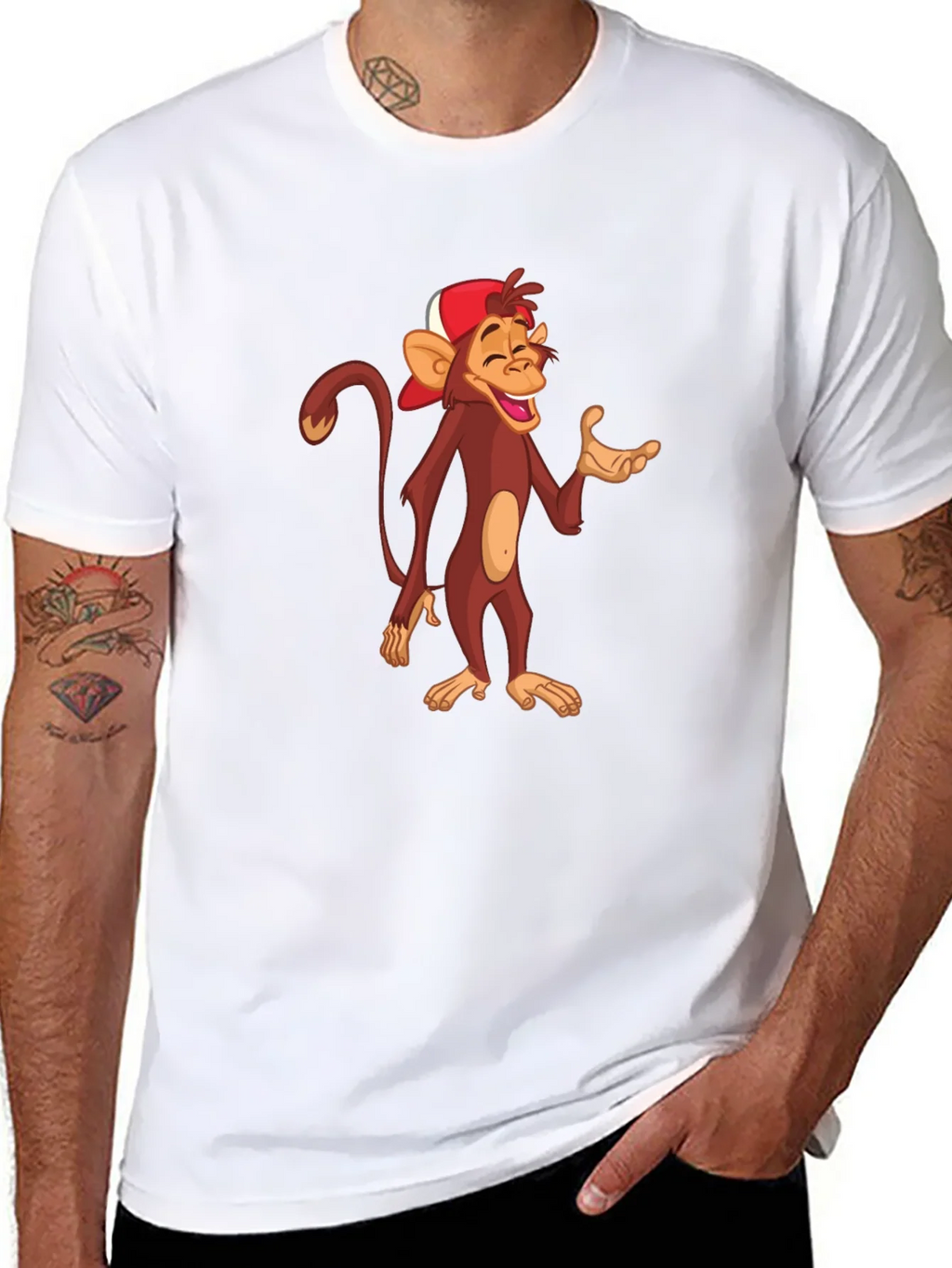 Cartoon Monkey Graphic T-Shirt - Casual Black Tee product image 7