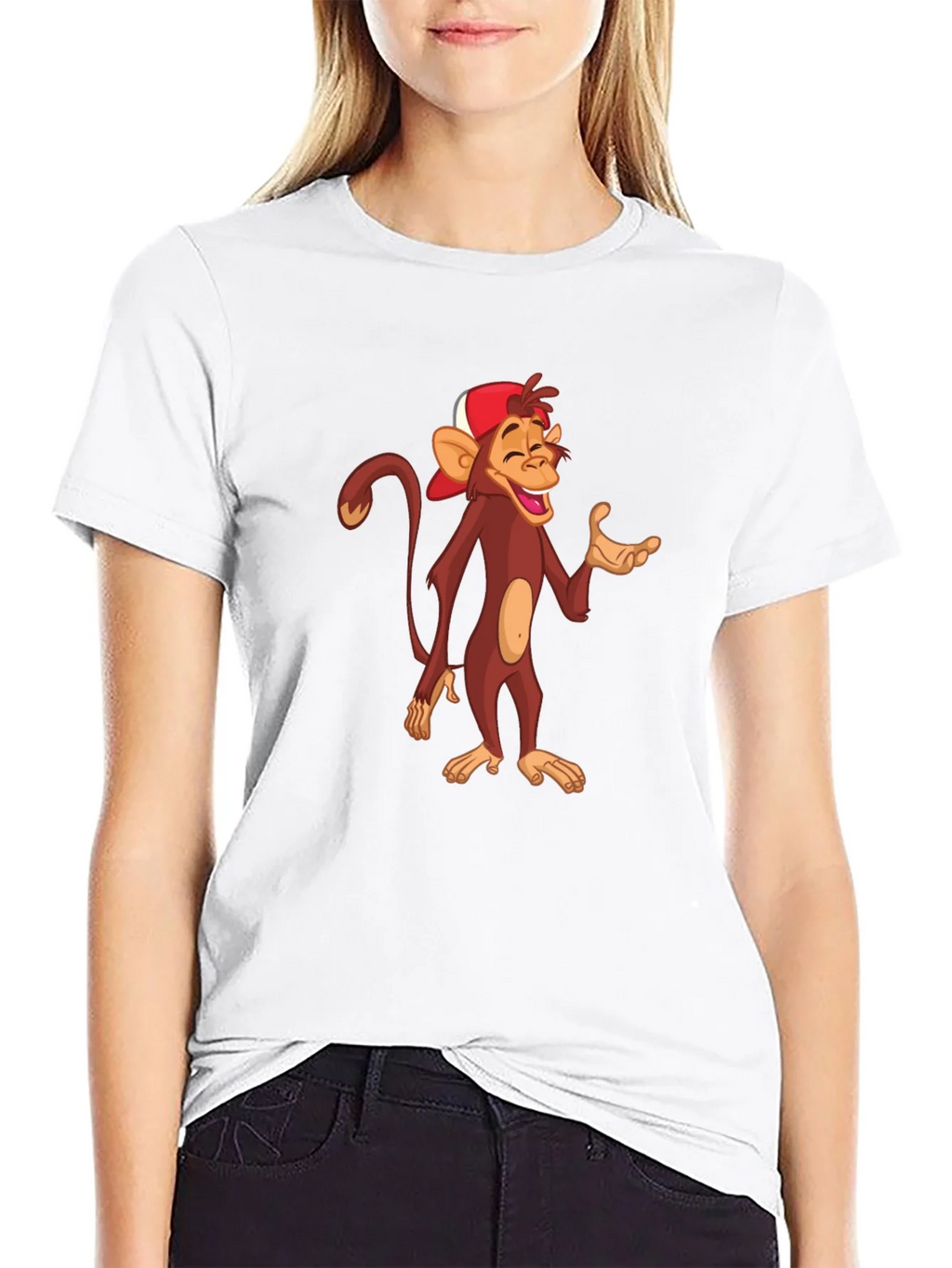 Cartoon Monkey Graphic T-Shirt - Casual Black Tee product image 8