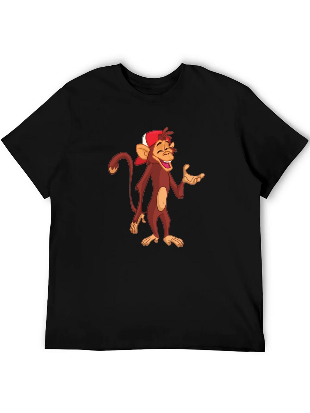 Cartoon Monkey Graphic T-Shirt - Casual Black Tee product image 5