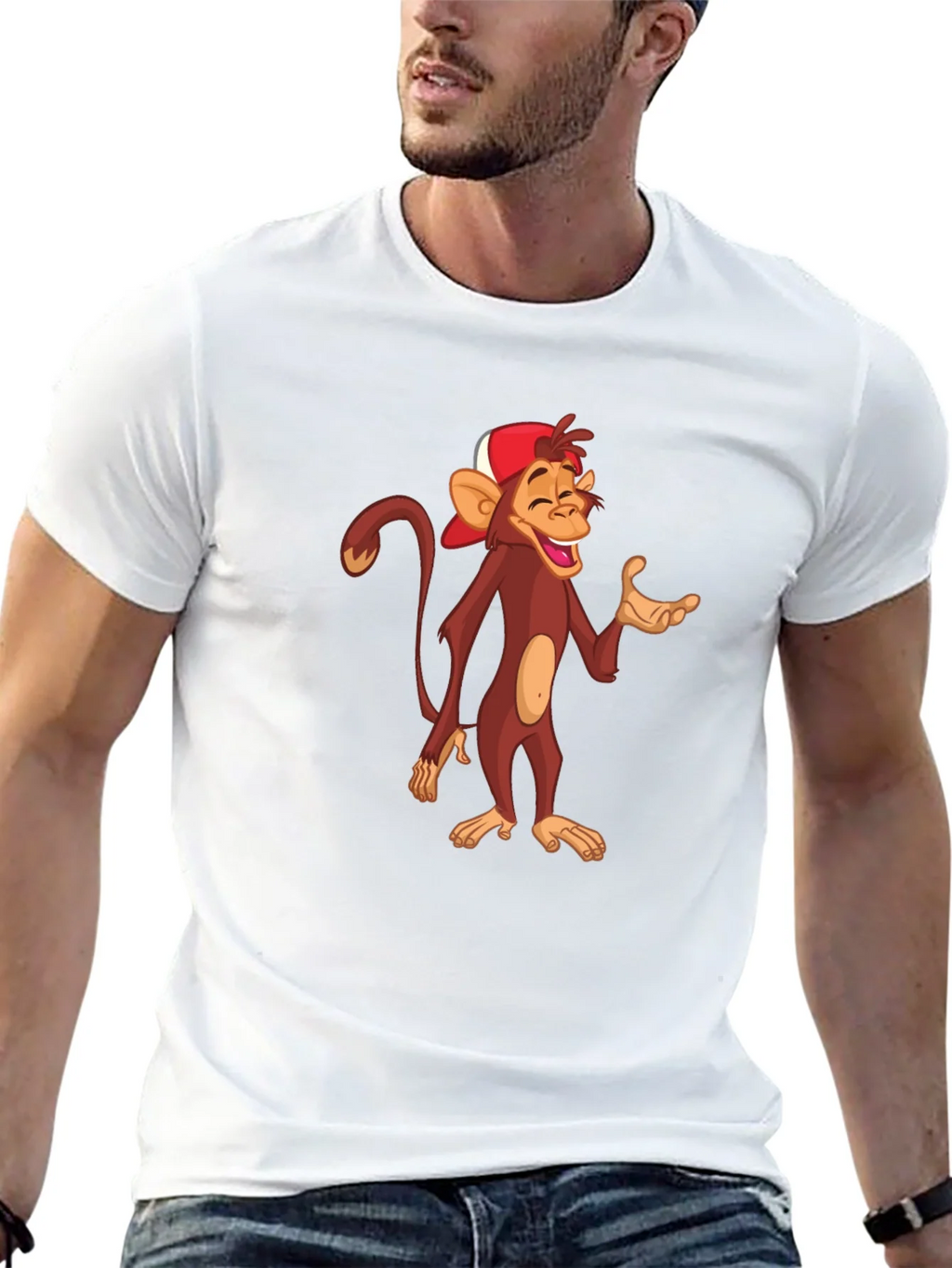 Cartoon Monkey Graphic T-Shirt - Casual Black Tee product image 12