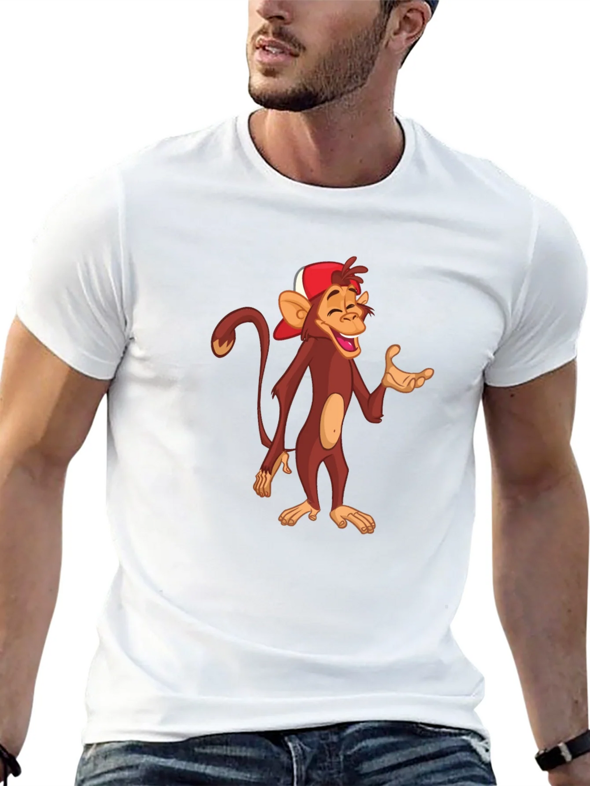 Cartoon Monkey Graphic T-Shirt - Casual Black Tee product image 12