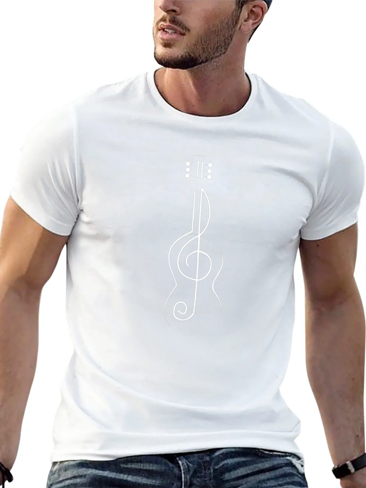 Guitar Clef Music Shirt - Black Crewneck Tee product image 12