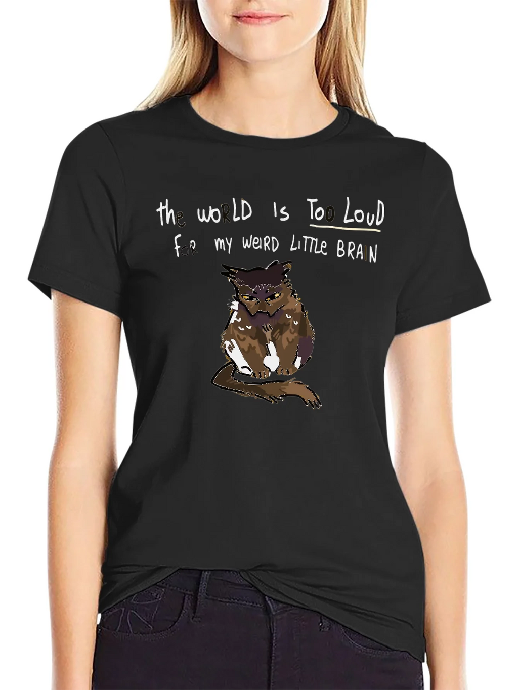 The World Is Too Loud Brain Owl Graphic Tee product image 2