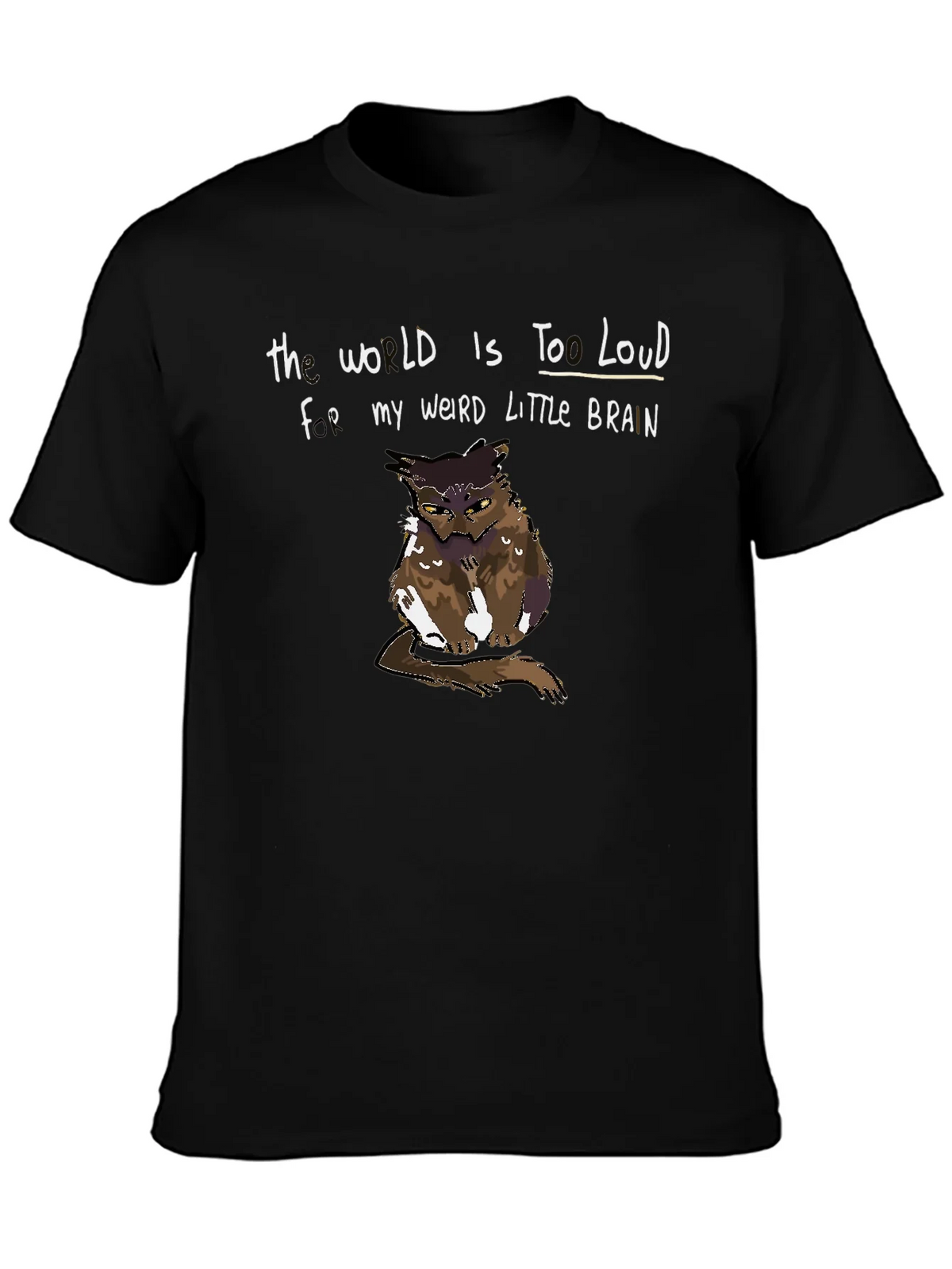 The World Is Too Loud Brain Owl Graphic Tee product image 3