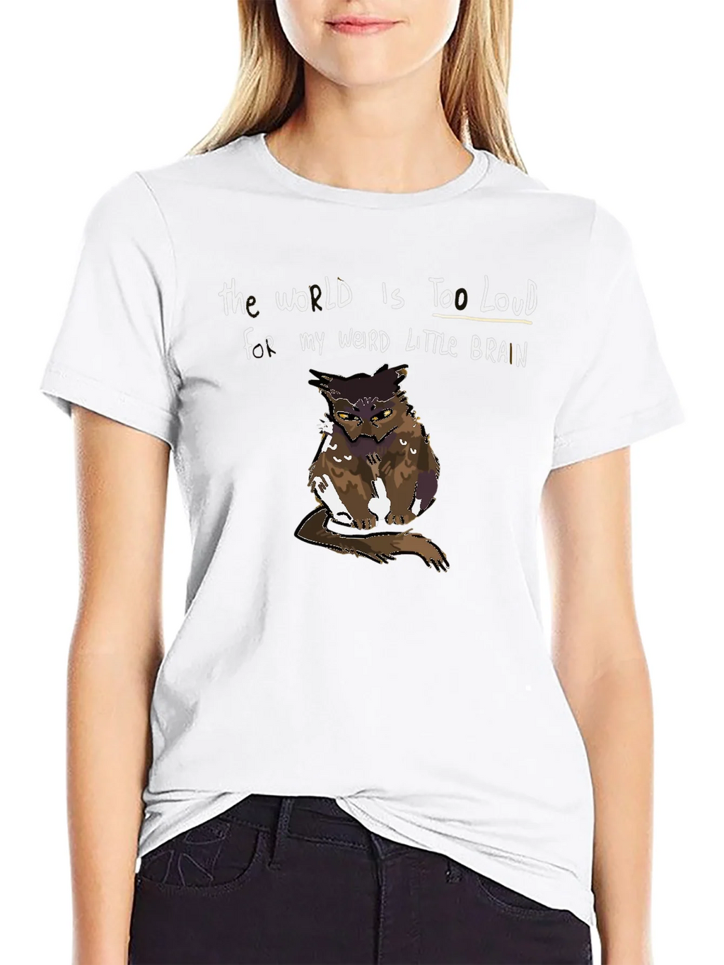 The World Is Too Loud Brain Owl Graphic Tee product image 8