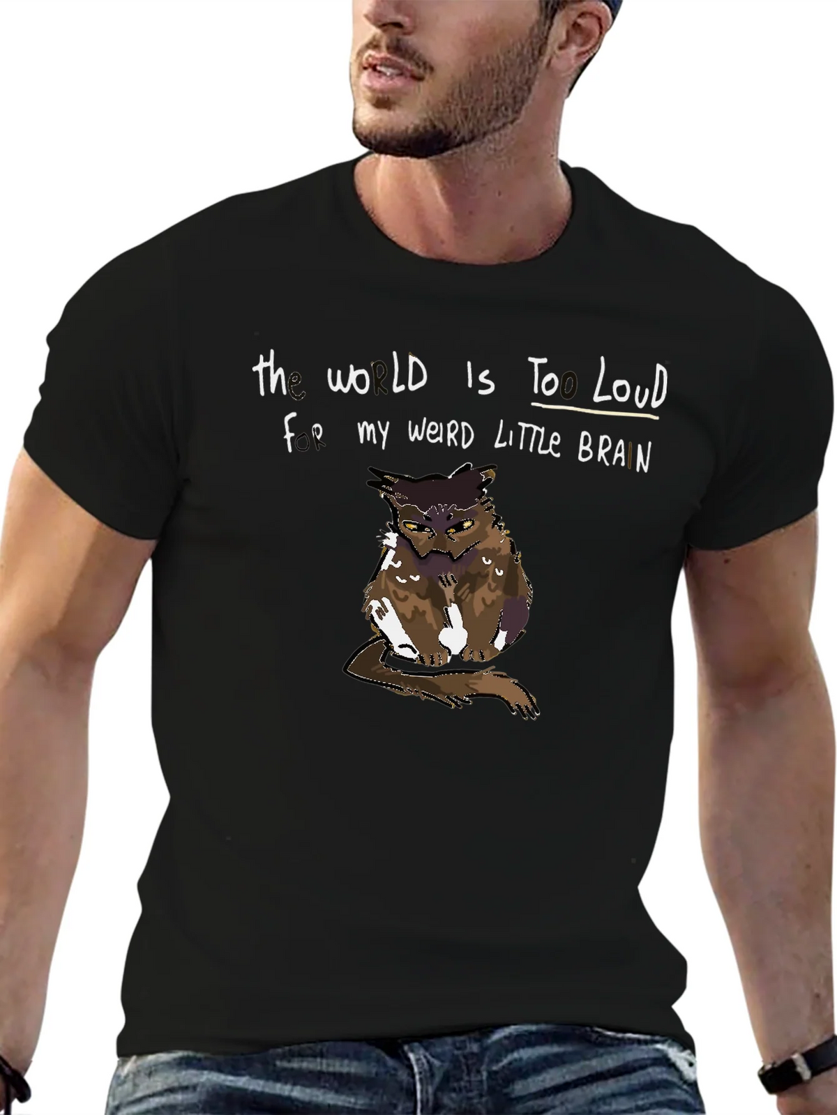 The World Is Too Loud Brain Owl Graphic Tee product image 6
