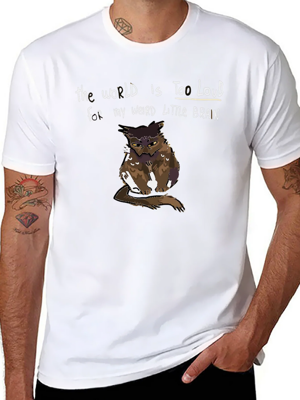 The World Is Too Loud Brain Owl Graphic Tee product image 7