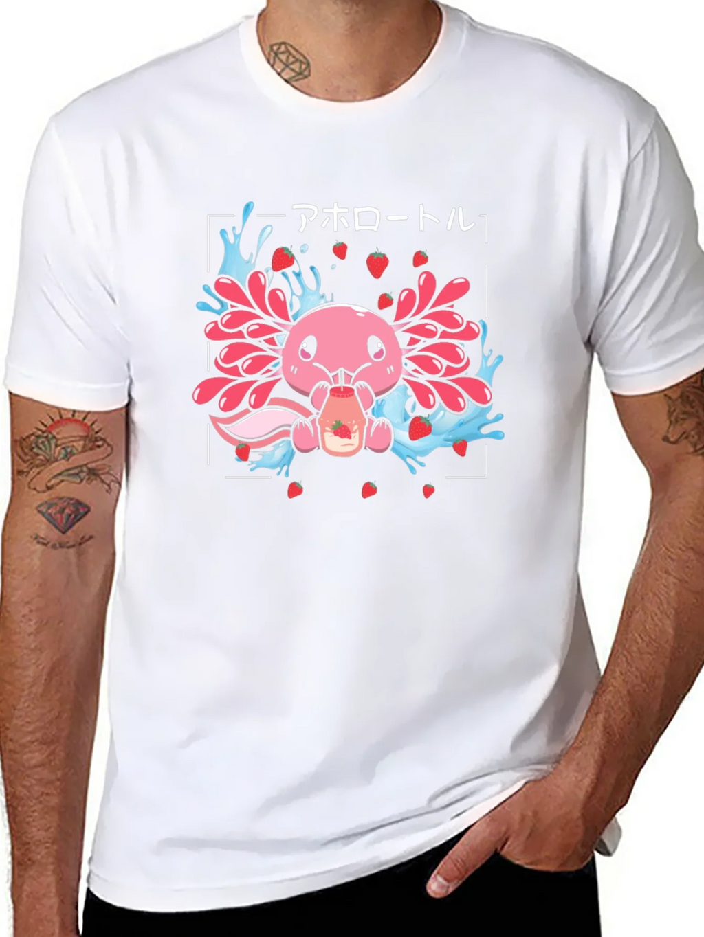 Axolotl Strawberry Milk T-Shirt product image 7