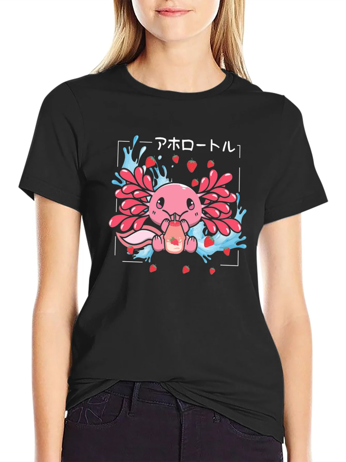 Axolotl Strawberry Milk T-Shirt product image 2