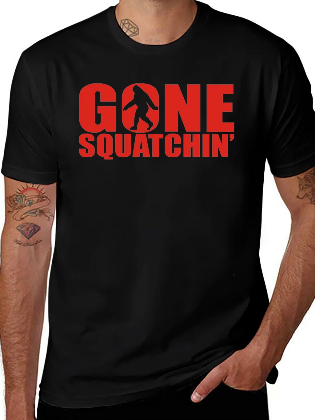 Gone Squatchin Black T-Shirt product image 1