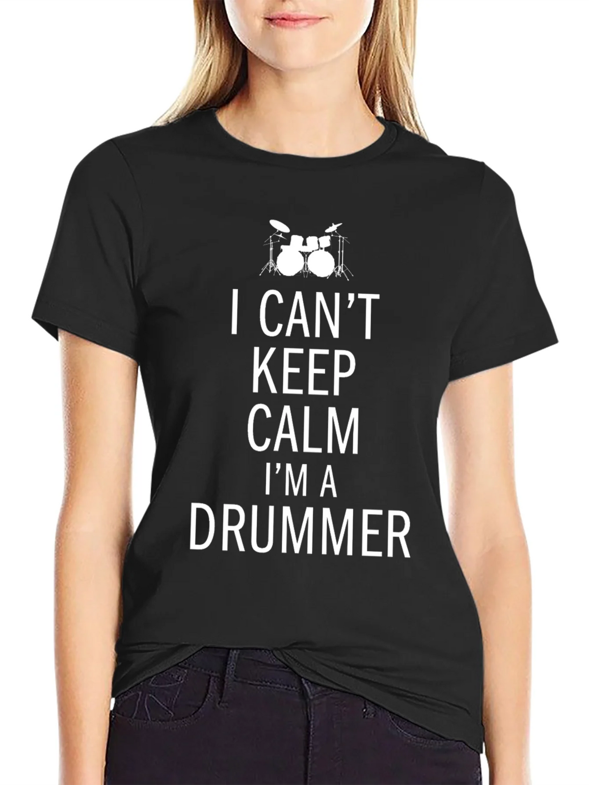 I Cant Keep Calm Im a Drummer Black Tee product image 1