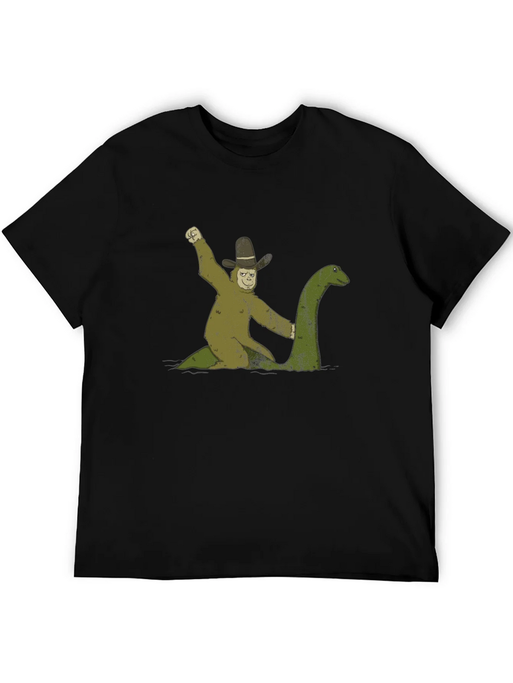 Bigfoot Riding Loch Ness Monster T-Shirt product image 3