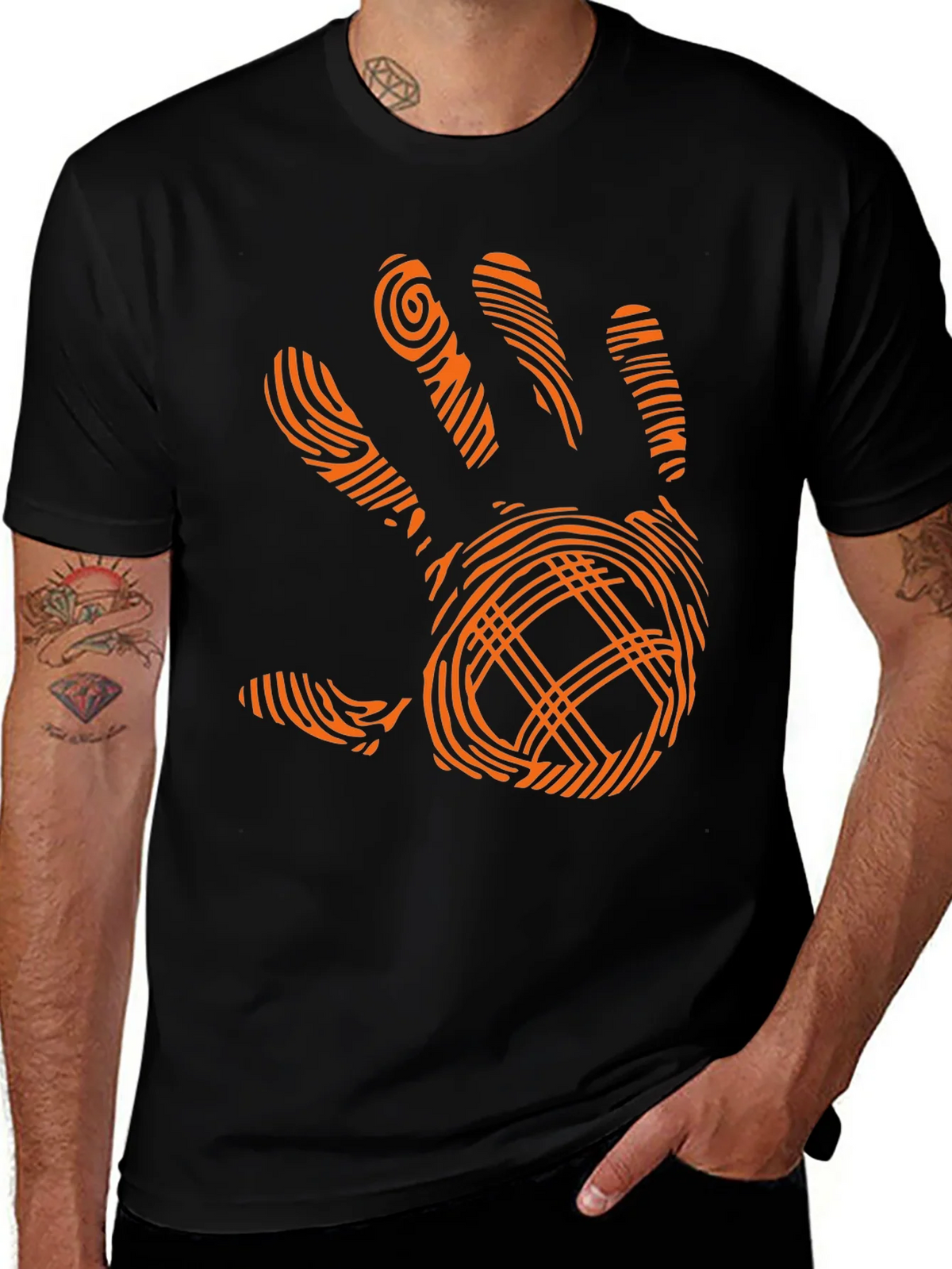 Modern Handprint Graphic Black T-Shirt product image 1
