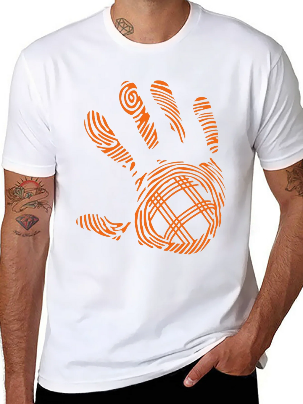 Modern Handprint Graphic Black T-Shirt product image 7