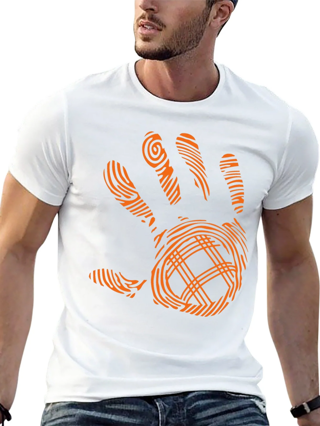 Modern Handprint Graphic Black T-Shirt product image 12