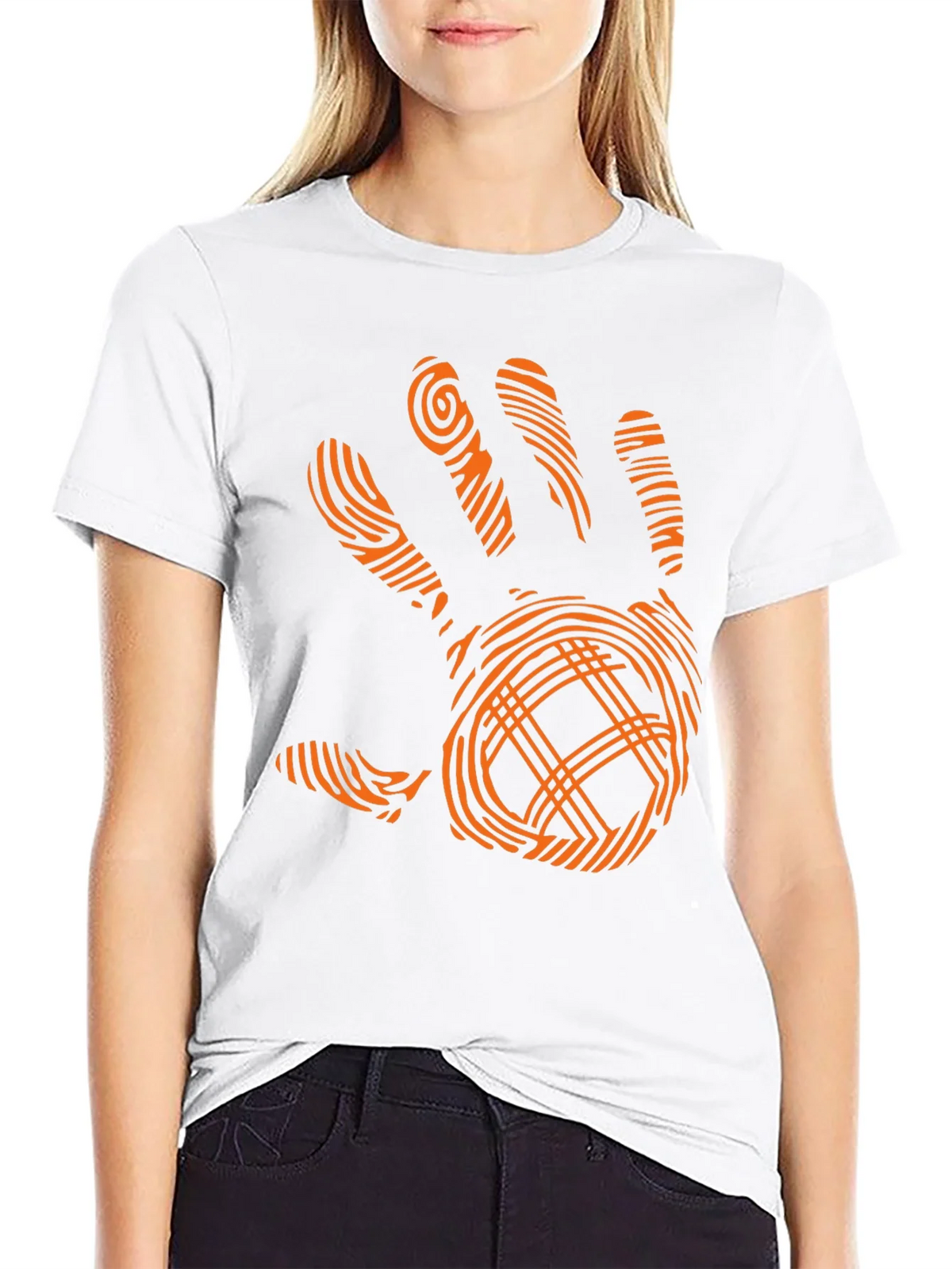 Modern Handprint Graphic Black T-Shirt product image 8