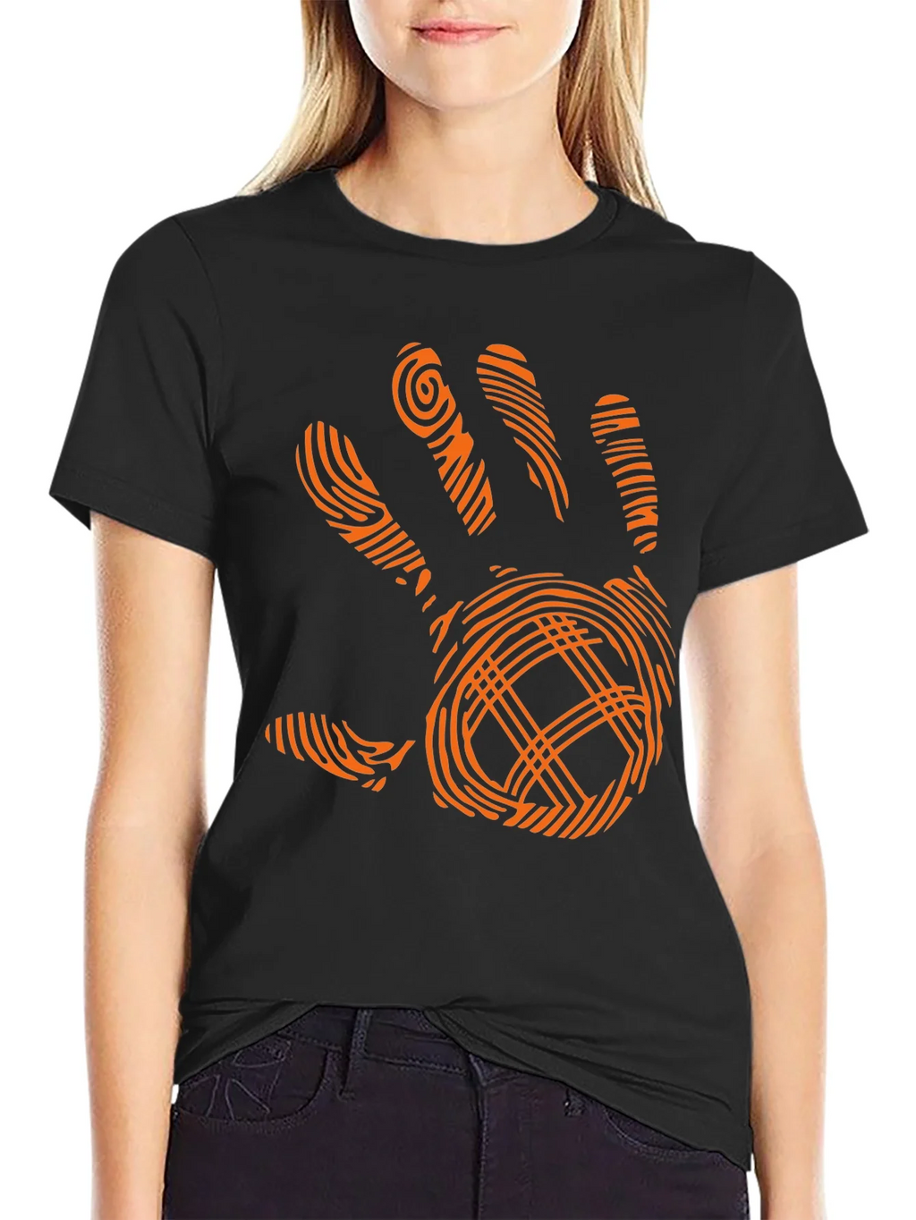 Modern Handprint Graphic Black T-Shirt product image 2