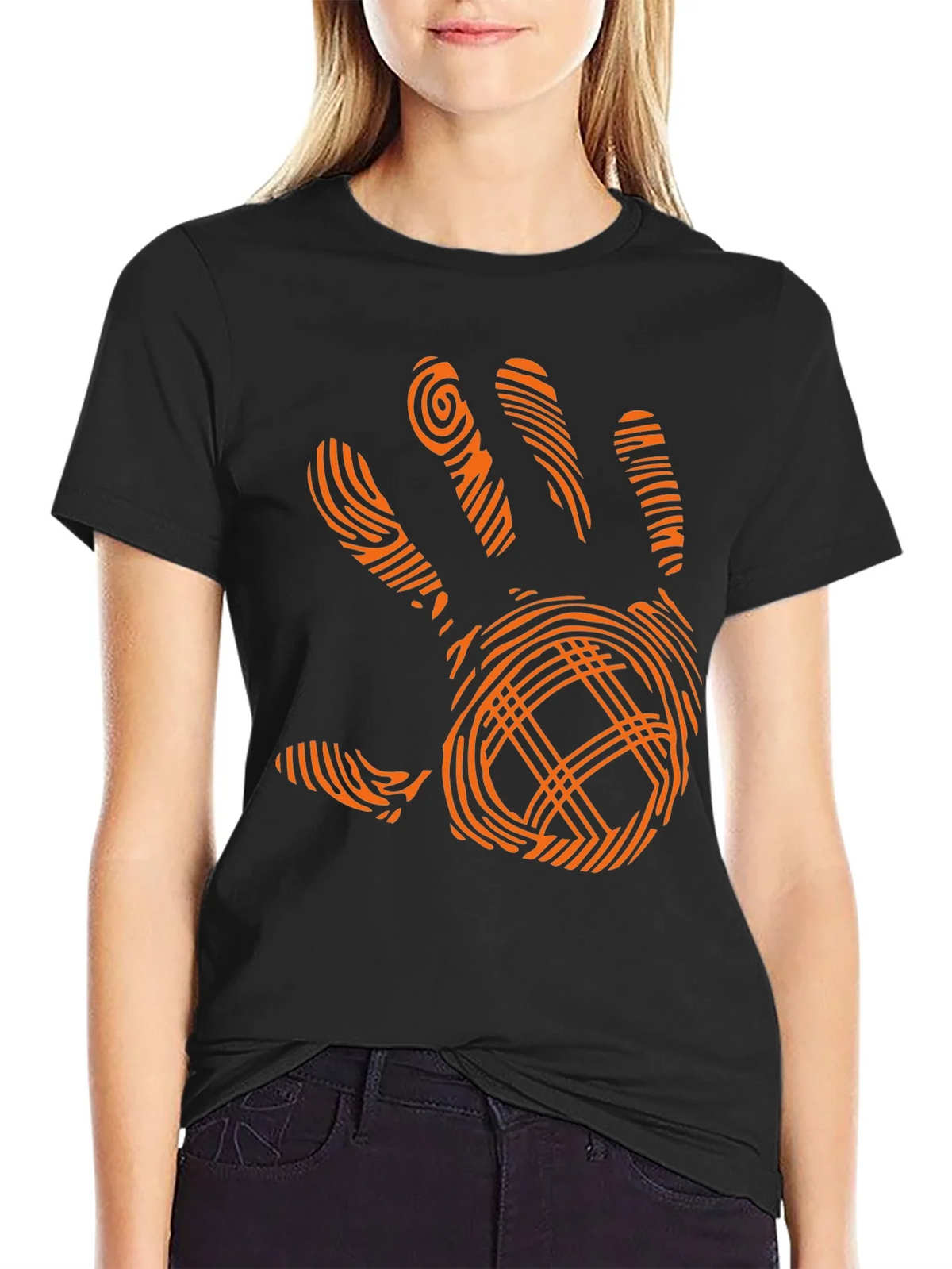 Modern Handprint Graphic Black T-Shirt product image 2