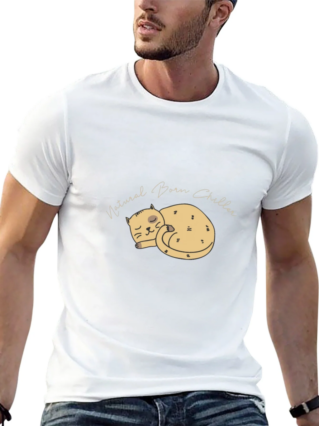 Natural Born Chiller Black T-Shirt - Cat Nap Design product image 12
