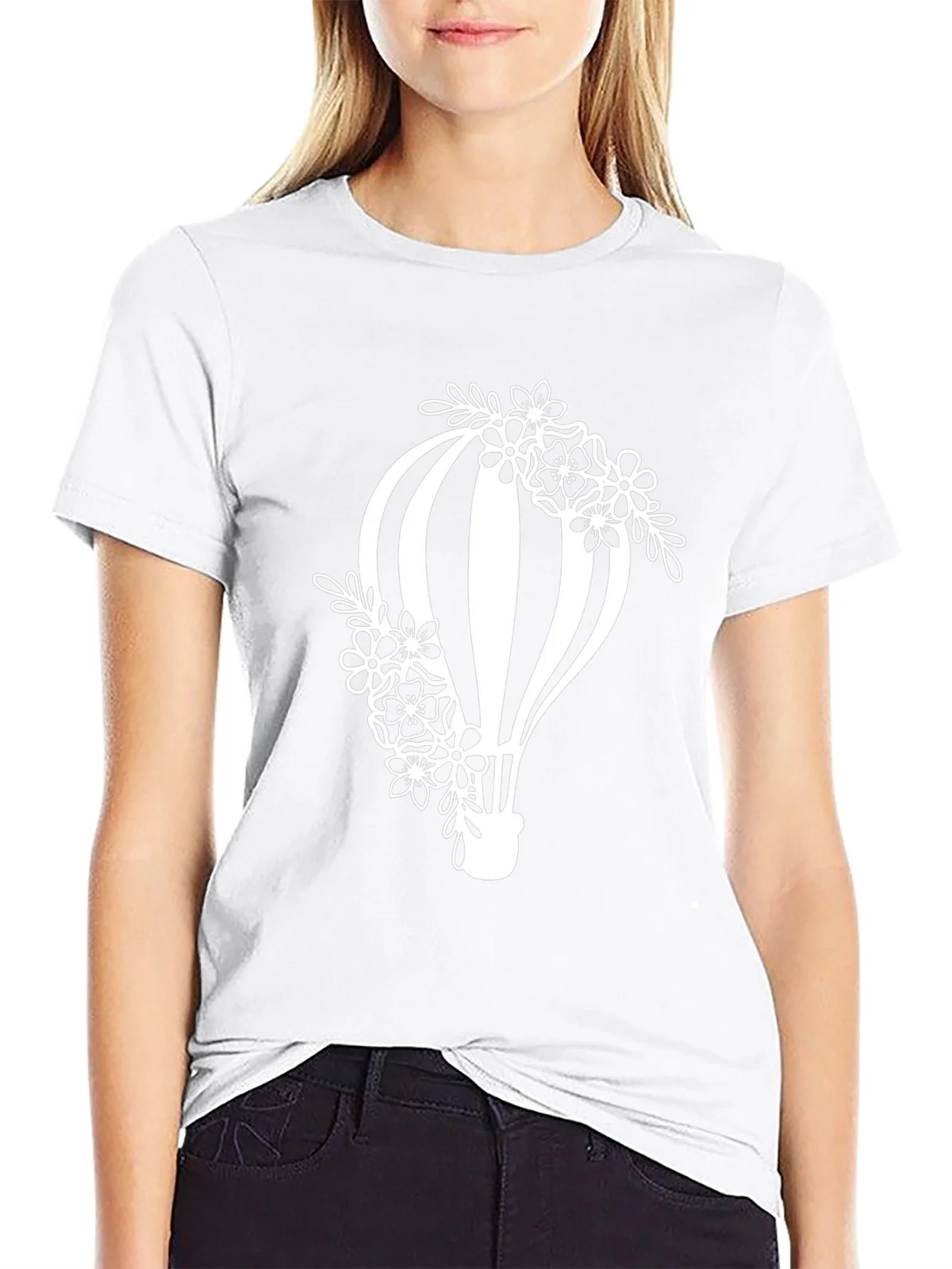 Floral Hot Air Balloon Graphic Tee - Black product image 8