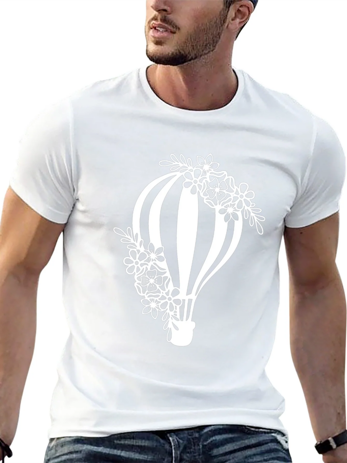 Floral Hot Air Balloon Graphic Tee - Black product image 12
