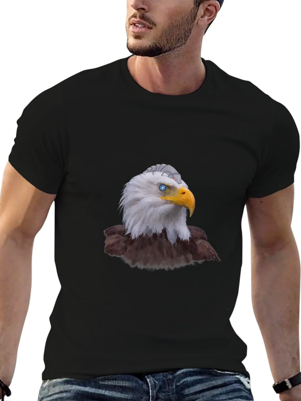 Eagle Graphic Print Black T-Shirt for Men product image 6