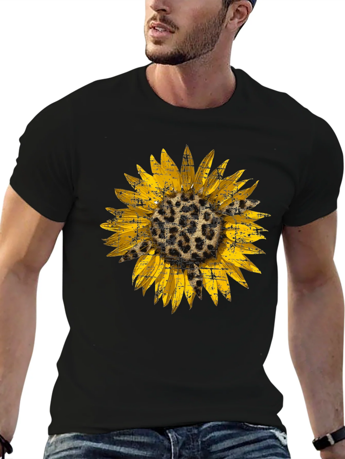 Leopard Sunflower Graphic Tee - Black product image 6