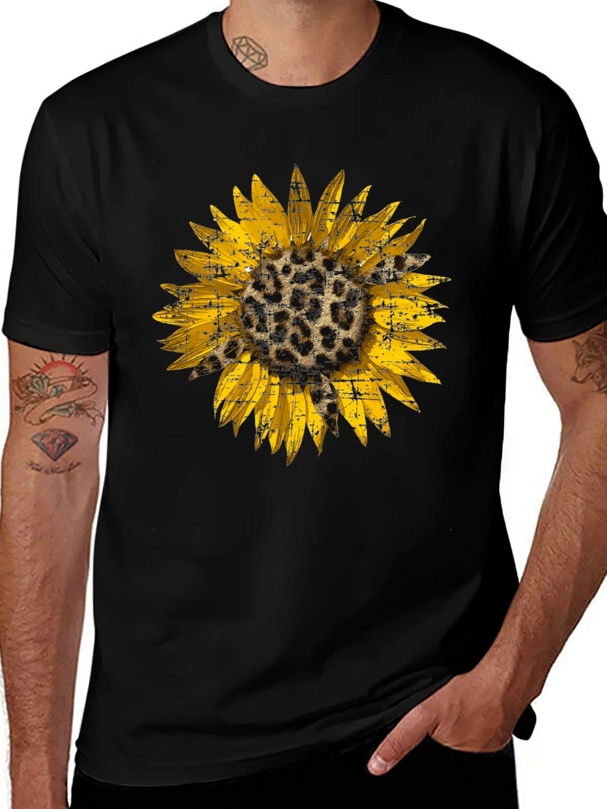 Leopard Sunflower Graphic Tee - Black product image 1