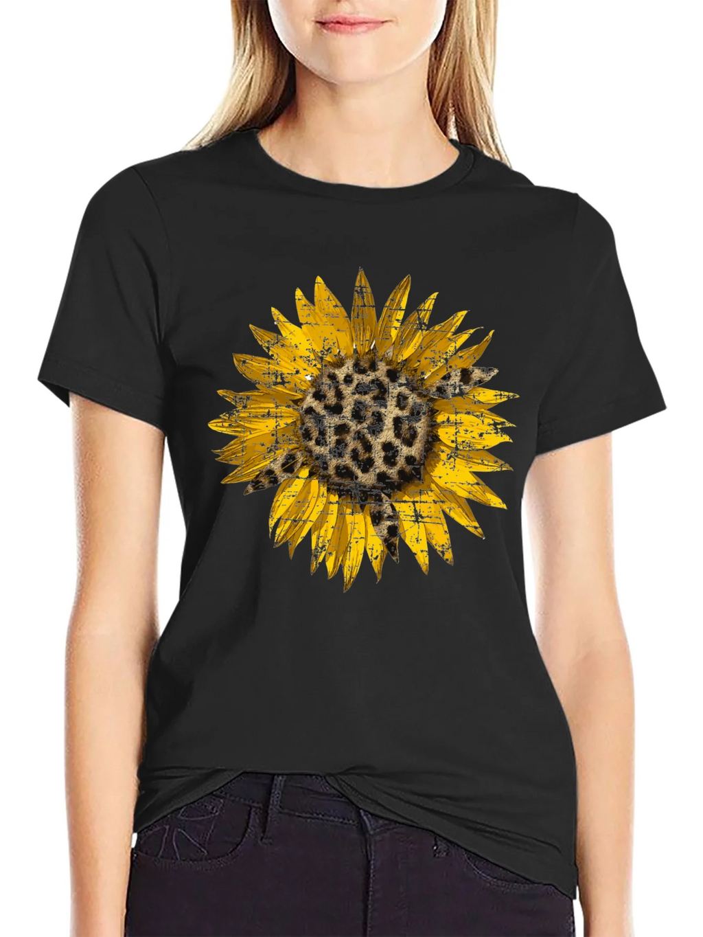 Leopard Sunflower Graphic Tee - Black product image 2