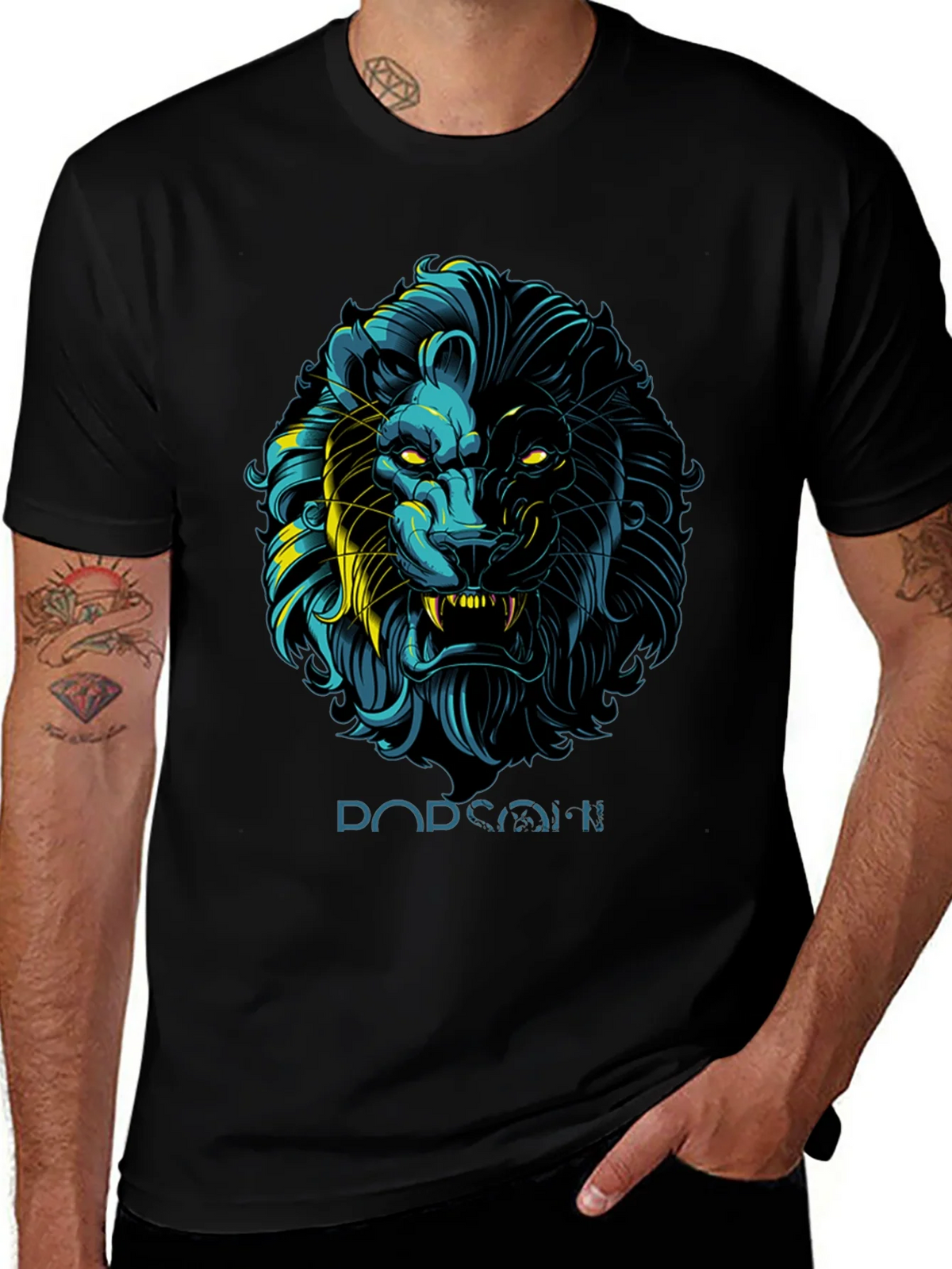 Lion Graphic Print Black T-Shirt - Stylish Mens Apparel product image 1
