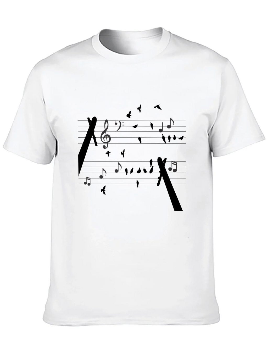 Musical Birds Black T-Shirt - Artistic Design product image 5
