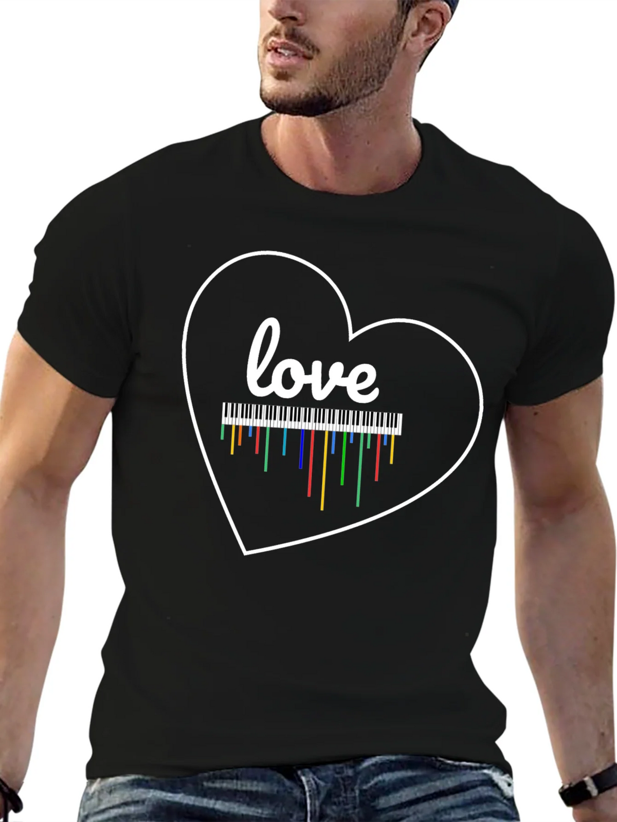 Love Piano Heart T-Shirt Music Teacher Gift product image 6
