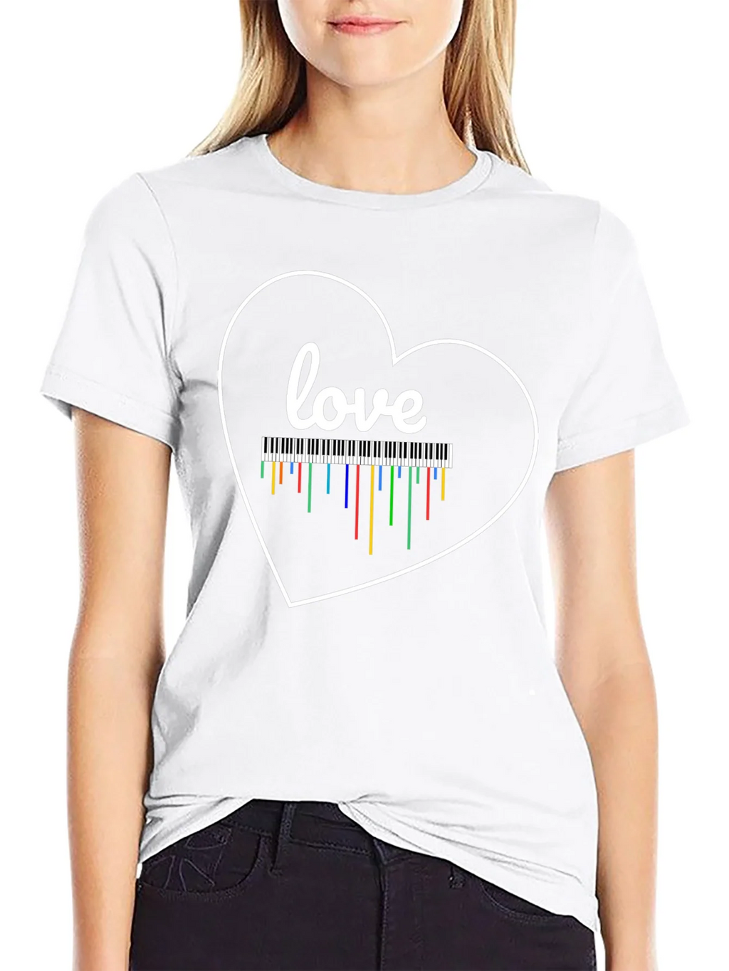Love Piano Heart T-Shirt Music Teacher Gift product image 8