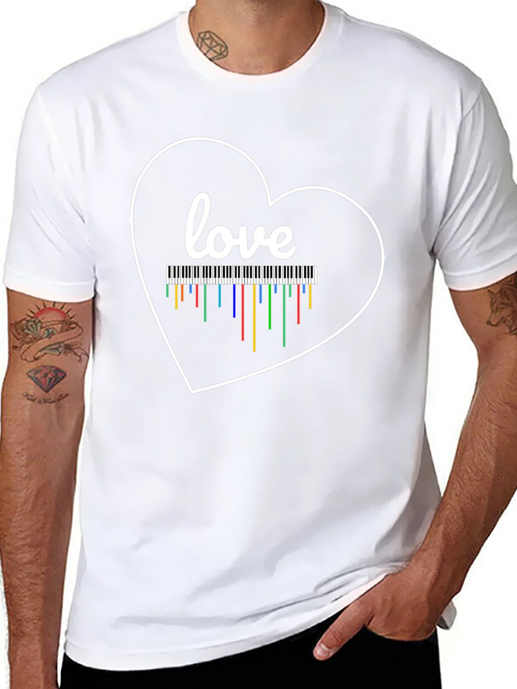 Love Piano Heart T-Shirt Music Teacher Gift product image 7